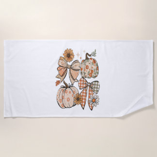 Serviette De Plage Floral Automne Citrouille Coquette Boho Fall Bow