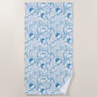 Serviette de plage Floral Bleu
