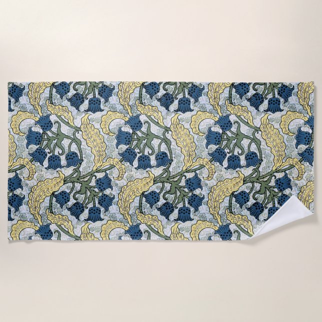 Serviette De Plage Floral Blue Flowers Lily Valley Répétition (Devant)