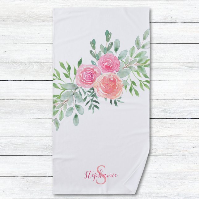 Serviette De Plage Floral personnalisé (Créateur téléchargé)
