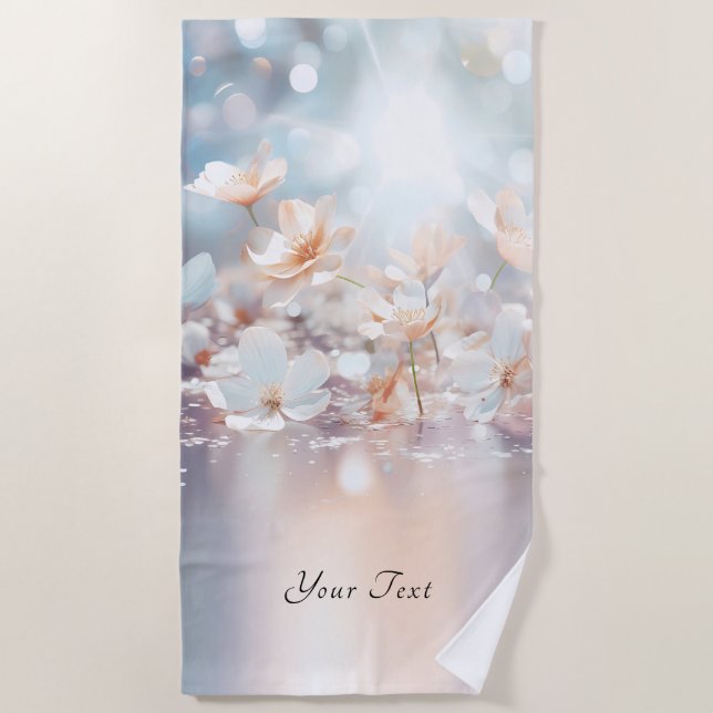 Serviette de plage florale de Pêche blanche (Devant)