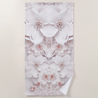 Serviette de plage florale rose ivoire