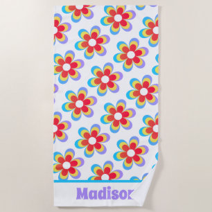Serviette De Plage Flore rétro personnalisée