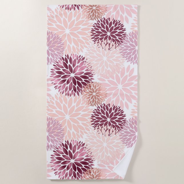 Serviette De Plage Flore rose Chic élégant (Devant)