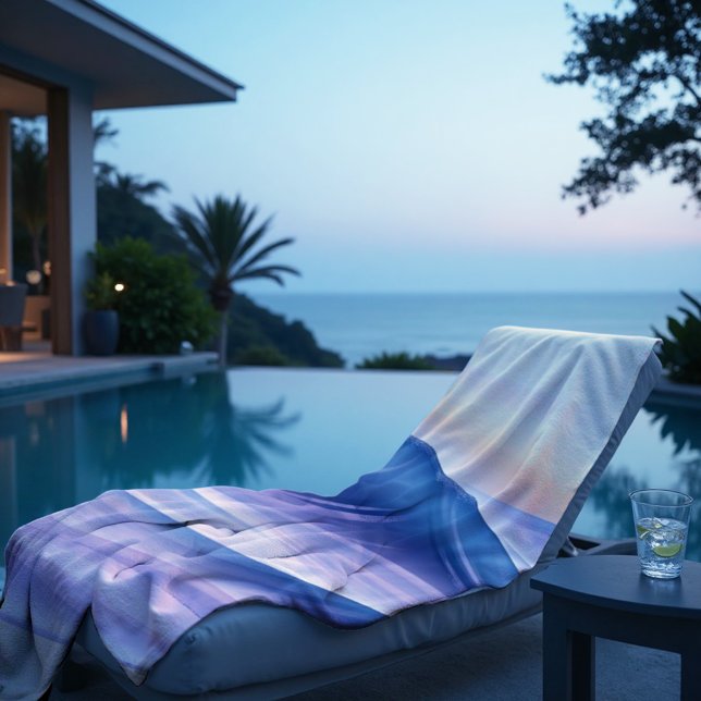 Serviette De Plage Fluide à dérive Twilight Abstrait (Twilight Drift Towel. Lavender & deep teal waves for tranquil evening poolside luxury.)