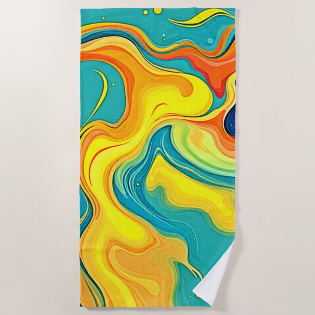 Serviette De Plage Fluidity of Joy: Abstract Waves (Devant)