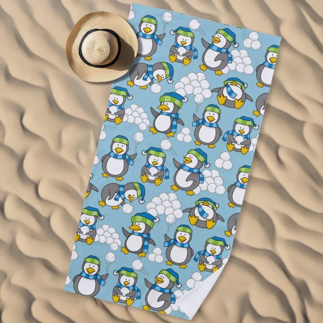 Serviette De Plage Fond de petits pingouins (Créateur téléchargé)