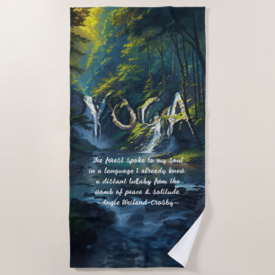 Serviette De Plage Forêt naturelle YOGA Texte caché Reiki Citations p