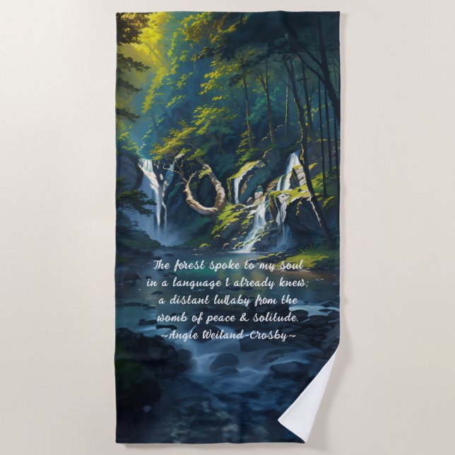Serviette De Plage Forêt naturelle YOGA Texte caché Reiki Citations p (Devant)