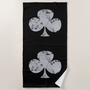 Serviette De Plage Forme De Clubs De Poker Avec Cartes De Club Invers