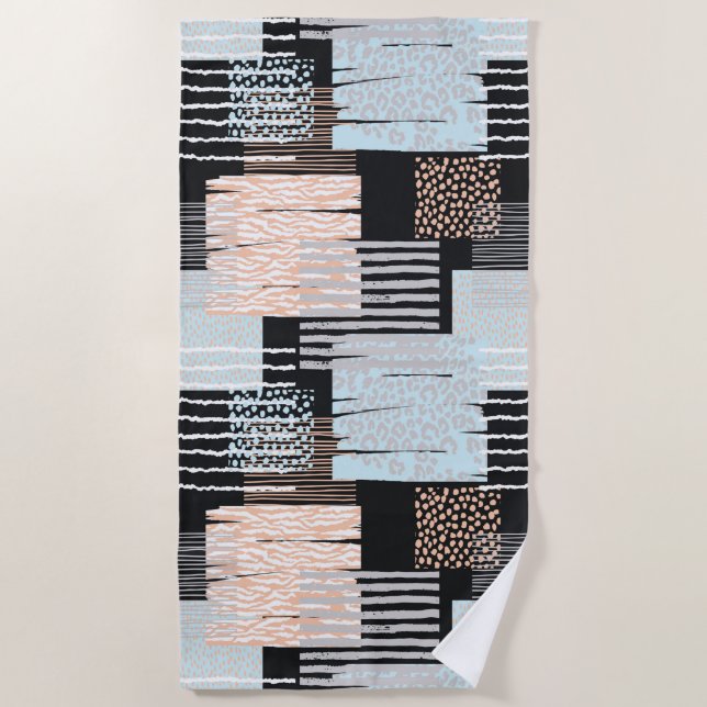 Serviette De Plage Formes et bandes géométriques (Devant)