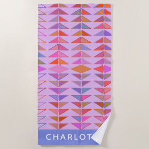 Serviette De Plage Formes géométriques Abstraites mignonnes violet pe