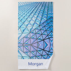 Serviette De Plage Formes géométriques bleues et noires, nom ou initi
