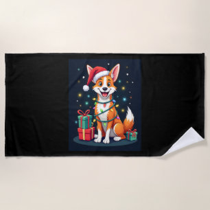 Serviette De Plage Fox Terrier Xmas Éclairage Père Noël Fox Terrier C