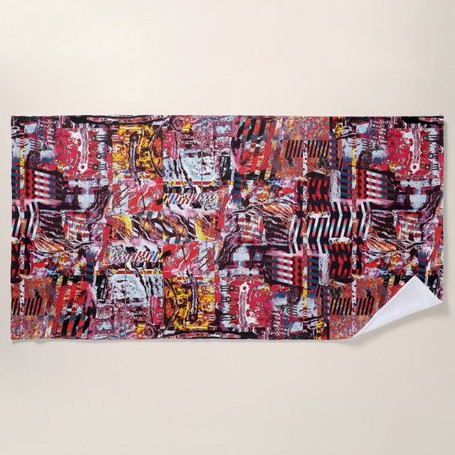 Serviette de plage – Fragmentation pulsée (Devant)