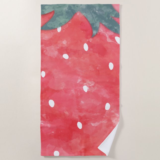 Serviette De Plage Fraise d'aquarelle mignonne (Devant)