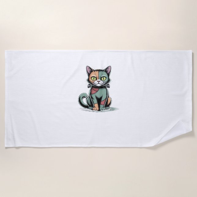 Serviette De Plage FrankenCat T-shirt surdimensionné (Devant)