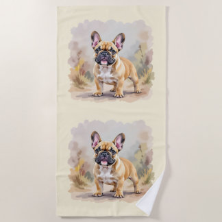 Serviette De Plage French Bulldog Tan Fawn-Colored Cute Frenchie Dog