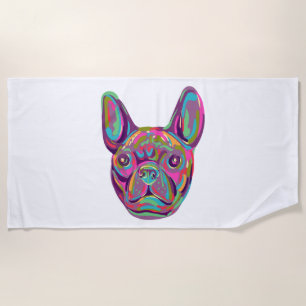 Serviette De Plage French Bulldog Tête Française Pop style art