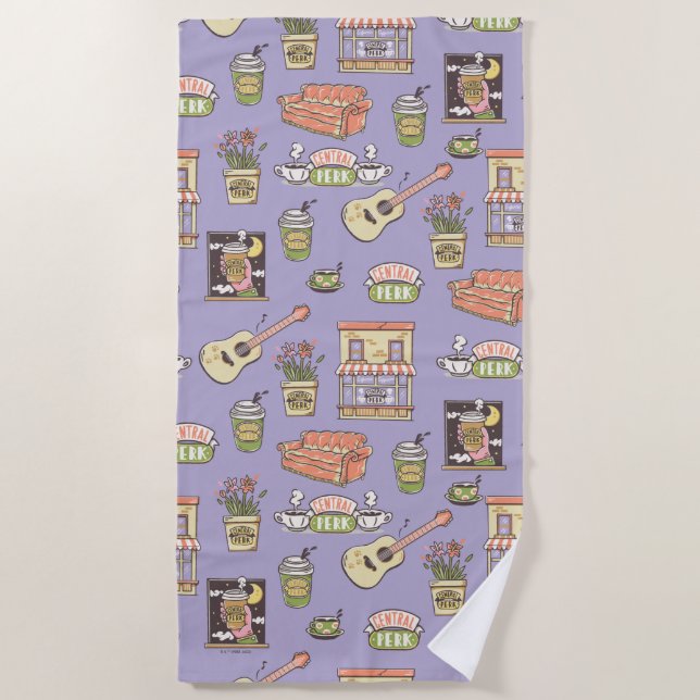 Serviette De Plage FRIENDS™ | Motif d'icône violet (Devant)