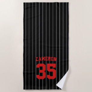 Serviette De Plage Fully Editable Colors Baseball Jersey Stripes Name