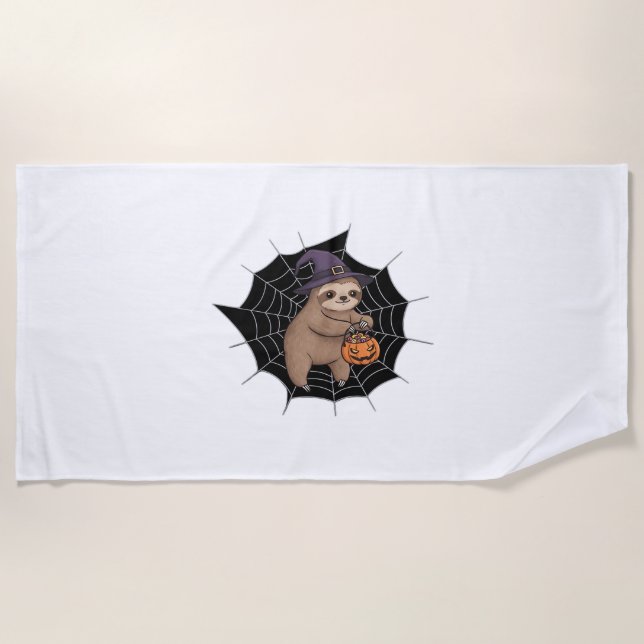 Serviette De Plage Fun Halloween Sloth éffrayant - Joli Trick-or-Trea (Devant)