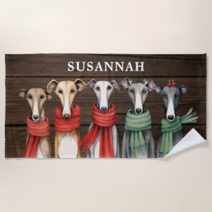 Serviette De Plage Fun Whippets et Grehyounds Chiens en Écharpes
