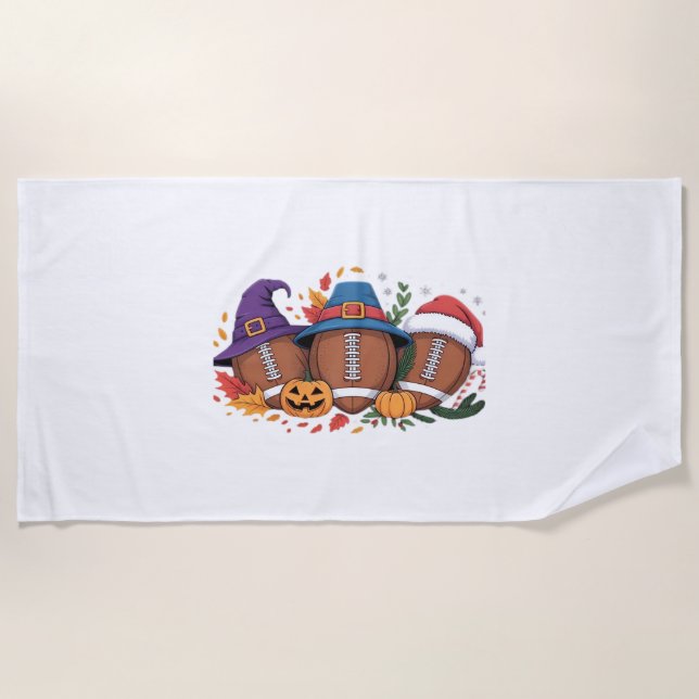 Serviette De Plage Funky Football Halloween Thanksgiving Xmas Éffraya (Devant)