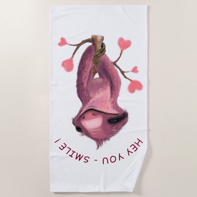 Serviette De Plage Funny Beach Towel Playl Sloth Smile - Texte person (Devant)