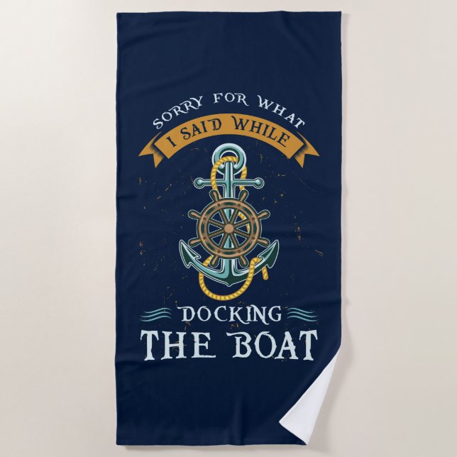 Serviette De Plage Funny Boating Gag Moderne Famille Vacances Plage (Devant)