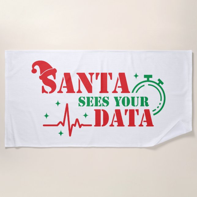 Serviette De Plage Funny Christmas Fitness Data Tracking Apparel (Devant)
