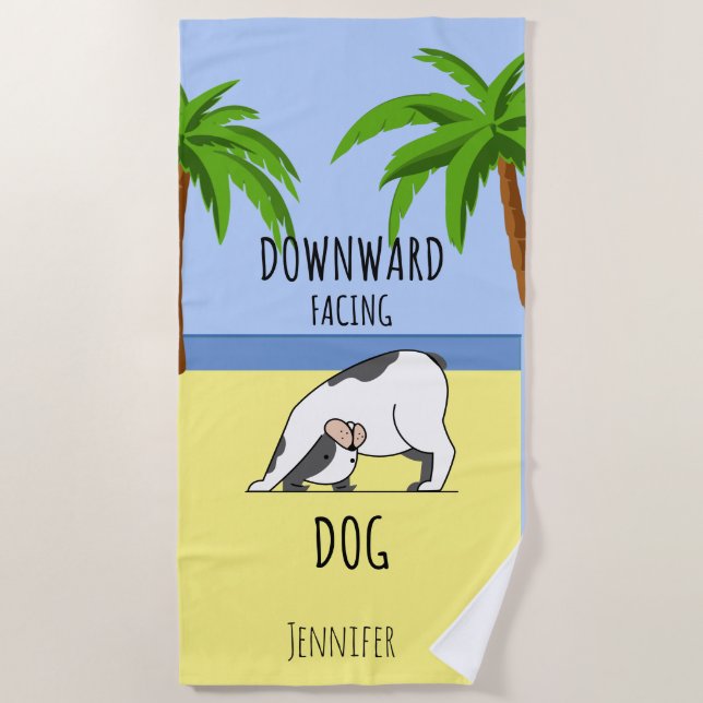 Serviette De Plage Funny Dog Beach Yoga (Devant)
