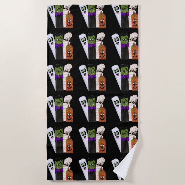 Serviette De Plage Funny Frankenstein Citrouille fantôme Homme invisi (Devant)
