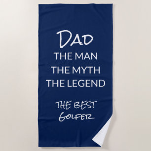 Serviette De Plage Funny Golfer Papa Navy Blue Custom