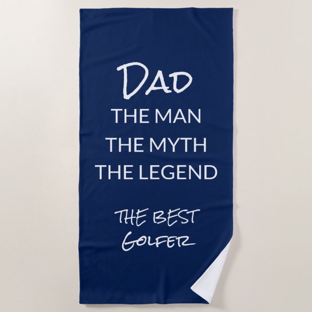 Serviette De Plage Funny Golfer Papa Navy Blue Custom (Devant)