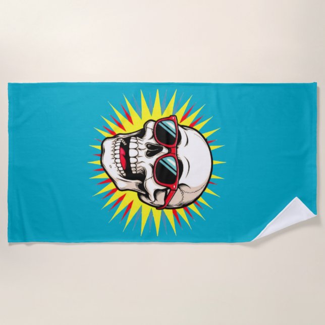 Serviette De Plage **Funny Skull With Sunglasses – Cartoon Laughing S (Devant)