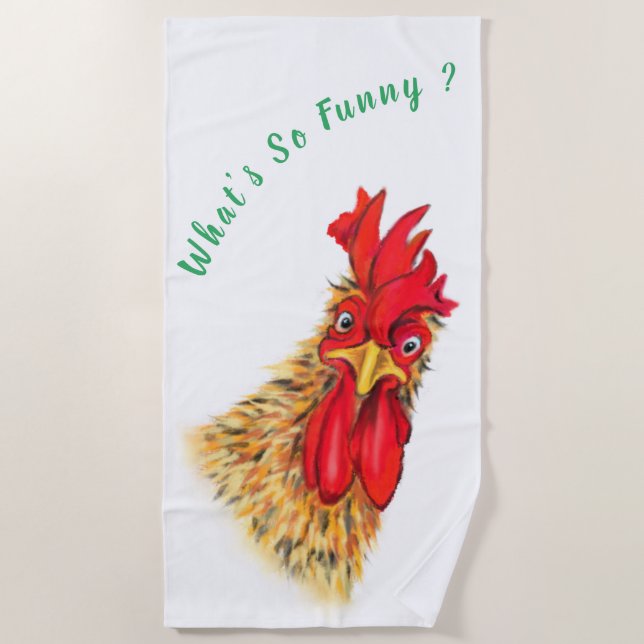 Serviette De Plage Funny Surpris Curious Rooster - Ce qui est si drôl (Devant)
