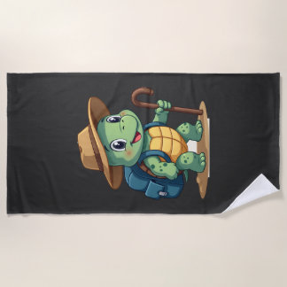 Serviette De Plage Funny Turtle Hiking Graphic Camping Lover Adventur