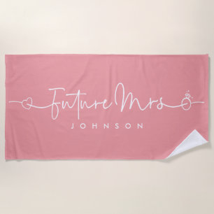 Serviette De Plage Futur Mme Anneau de cœur de script Mariage personn