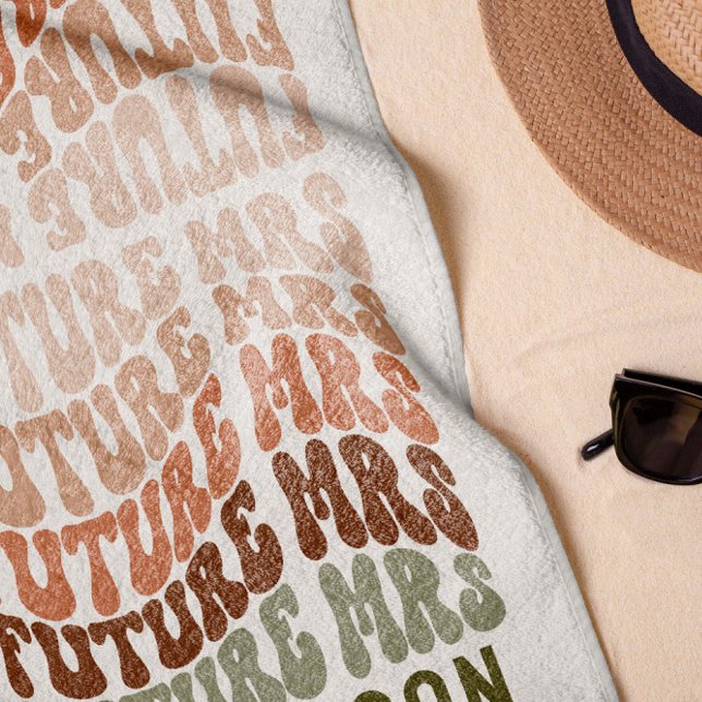 Serviette De Plage Futur Mme terracotta sauge vert rétro 60's simple (Créateur téléchargé)