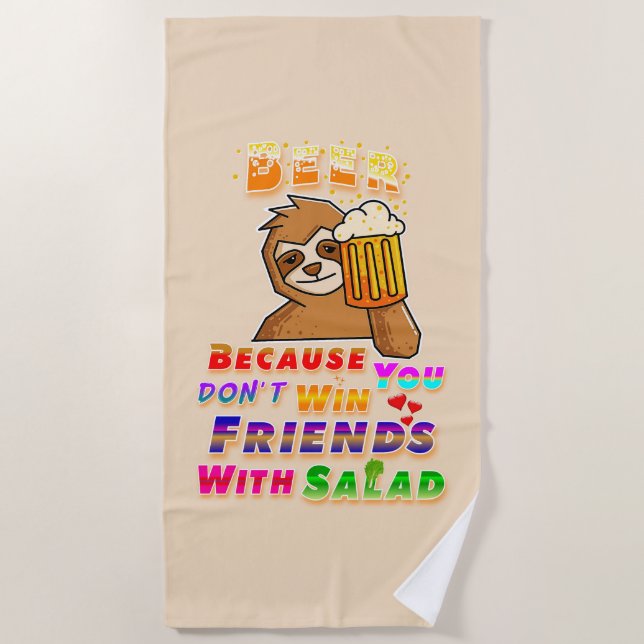 Serviette De Plage Gagner des amis avec de la bière (Devant)