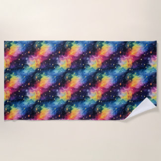 Serviette De Plage Galaxie colorée avec étoiles et spirales