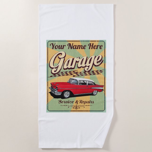 Serviette De Plage Garage Chevy personnalisé 57 (Devant)