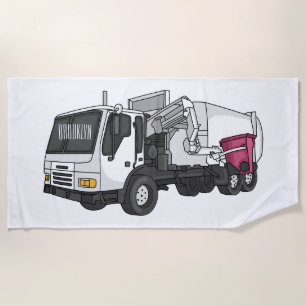 Serviette De Plage Garbage truck cartoon illustration