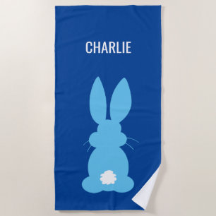 Serviette De Plage Garçons bleus mignons de silhouette de lapin