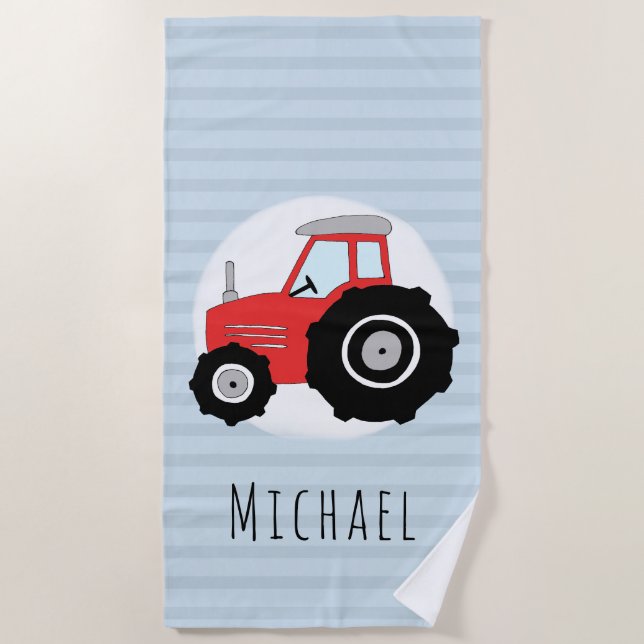 Serviette De Plage Garçons Cute Blue Farm Tractor Enfants (Devant)