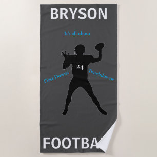 Serviette De Plage Garçons Football First Down Touchdown Beach Towne