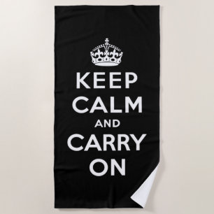 Serviette De Plage Gardez votre calme et continuez (Design Noir)