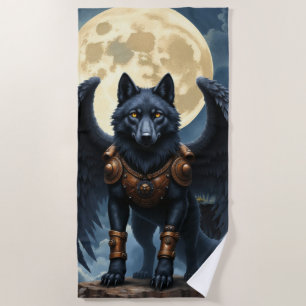 Serviette De Plage Gardien de la Lune – Le Loup à l'Aile Noire