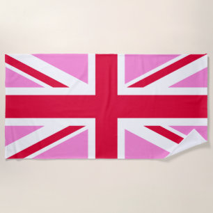 Serviette De Plage GAY PRIDE britannique (Union Jack rose) (Drapeau b